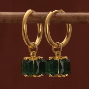 Emerald Hoop Earrings